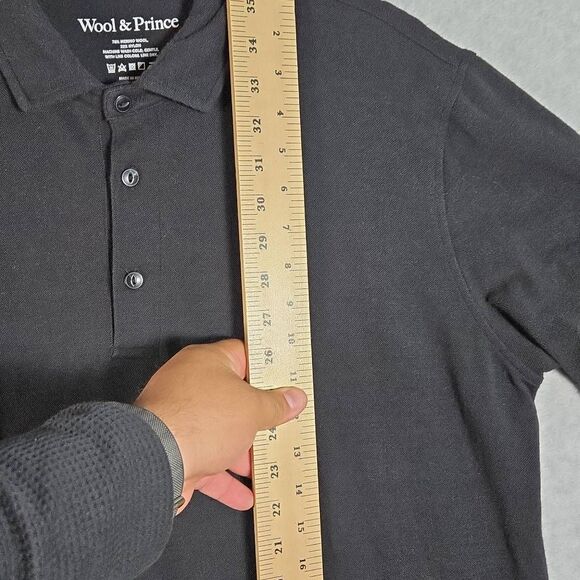 Wool & Prince Signature Polo Men’s Size Large Black Merino Wool - Picture 5 of 11